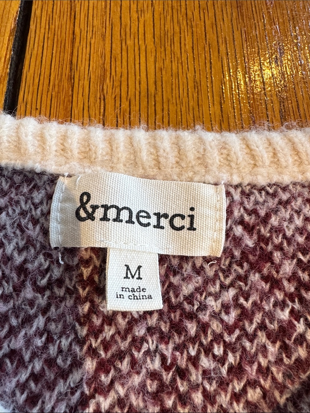Short-Sleeve Floral Knit Cardigan - Cream & burgundy - Picture 3 of 5